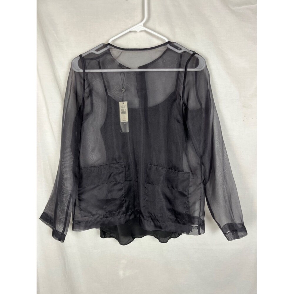 NWT Talbots Sheer Silk Long Sleeve Blouse with Tank Top
